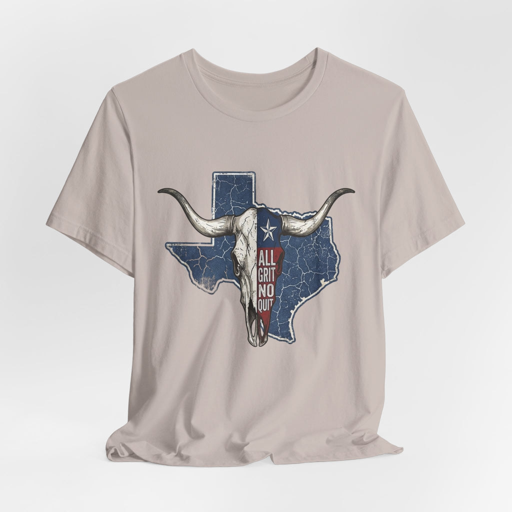 "All Grit No Quit" Texas Longhorn Skull Vintage Flag Tee