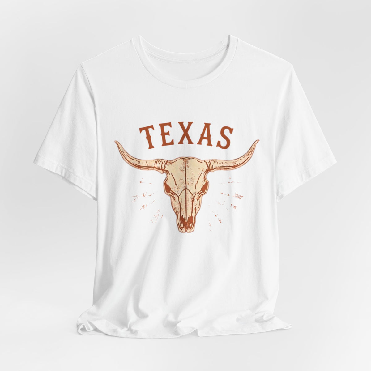 Texas Longhorn Skull T-Shirt — Minimalist Western Graphic Tee, Boho Cowgirl Apparel, Rustic Desert Shirt, Lone Star State Pride Top