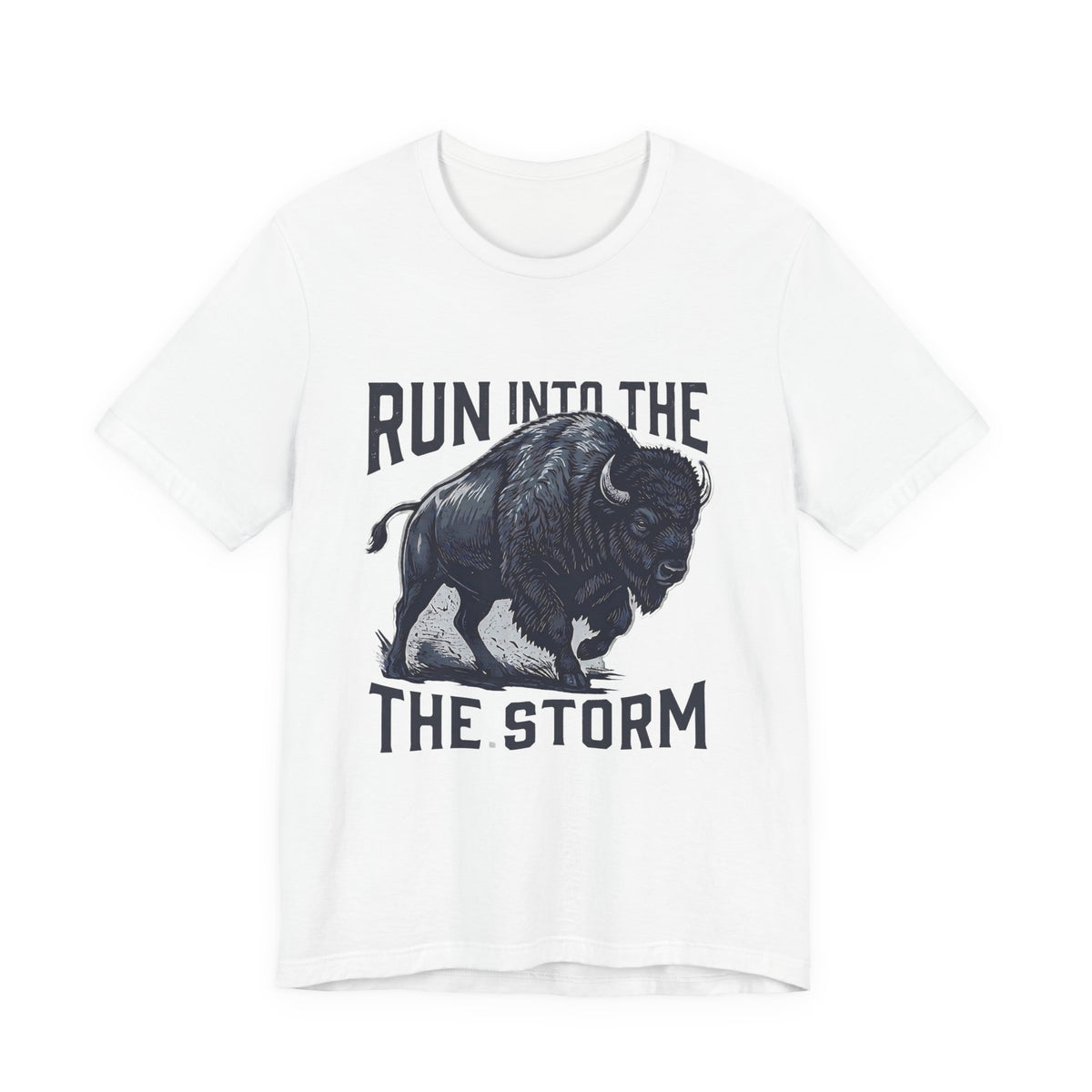 Run Into The Storm Buffalo Tee — Motivational Graphic T‑Shirt