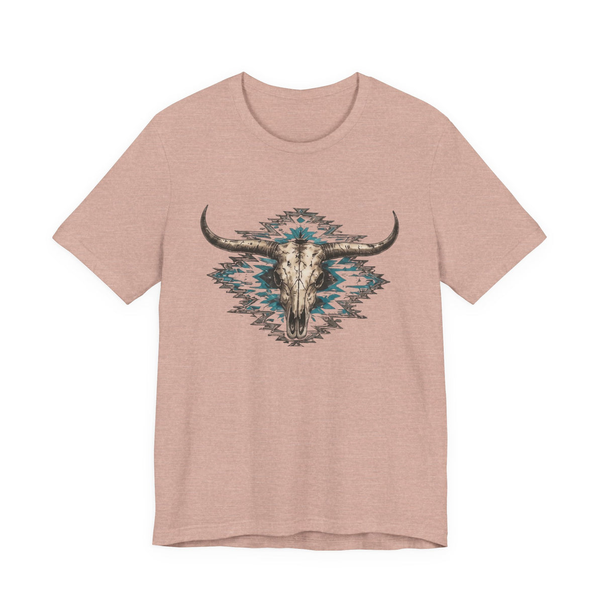 Southwestern Bull Skull Tee — Aztec Pattern Western T-Shirt
