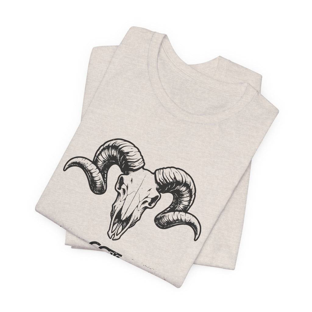 Ram Skull Graphic Tee — "Through Pain Comes Strength" Motivational T-Shirt