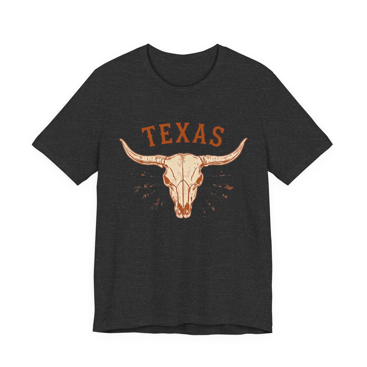 Texas Longhorn Skull T-Shirt — Minimalist Western Graphic Tee, Boho Cowgirl Apparel, Rustic Desert Shirt, Lone Star State Pride Top