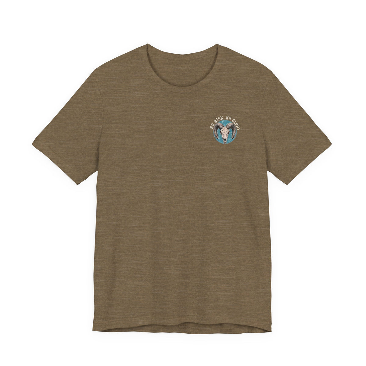 Ram Skull Tee — Vintage Ram Skull Graphic T-Shirt (Back Print: "No Risk No Glory")
