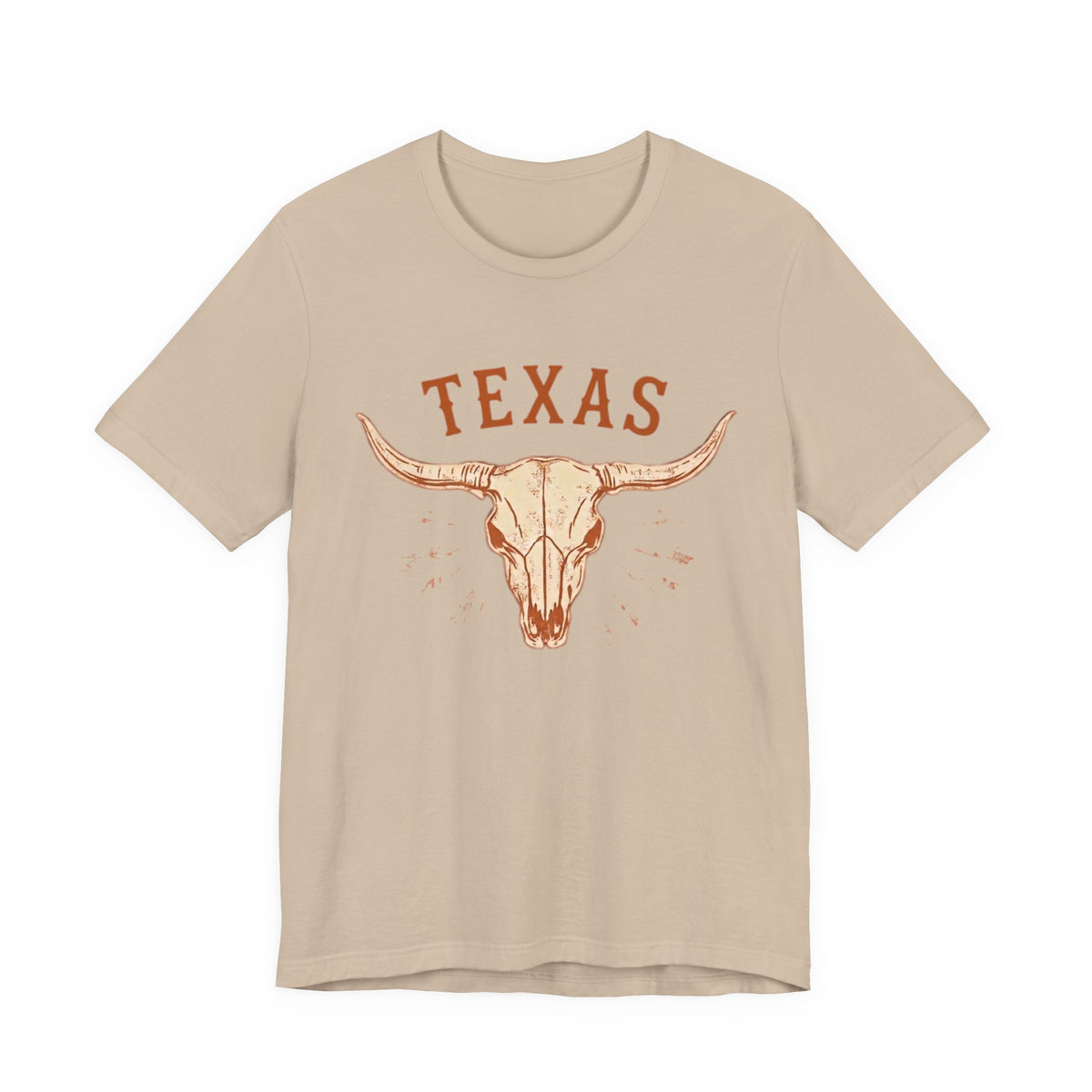 Texas Longhorn Skull T-Shirt — Minimalist Western Graphic Tee, Boho Cowgirl Apparel, Rustic Desert Shirt, Lone Star State Pride Top