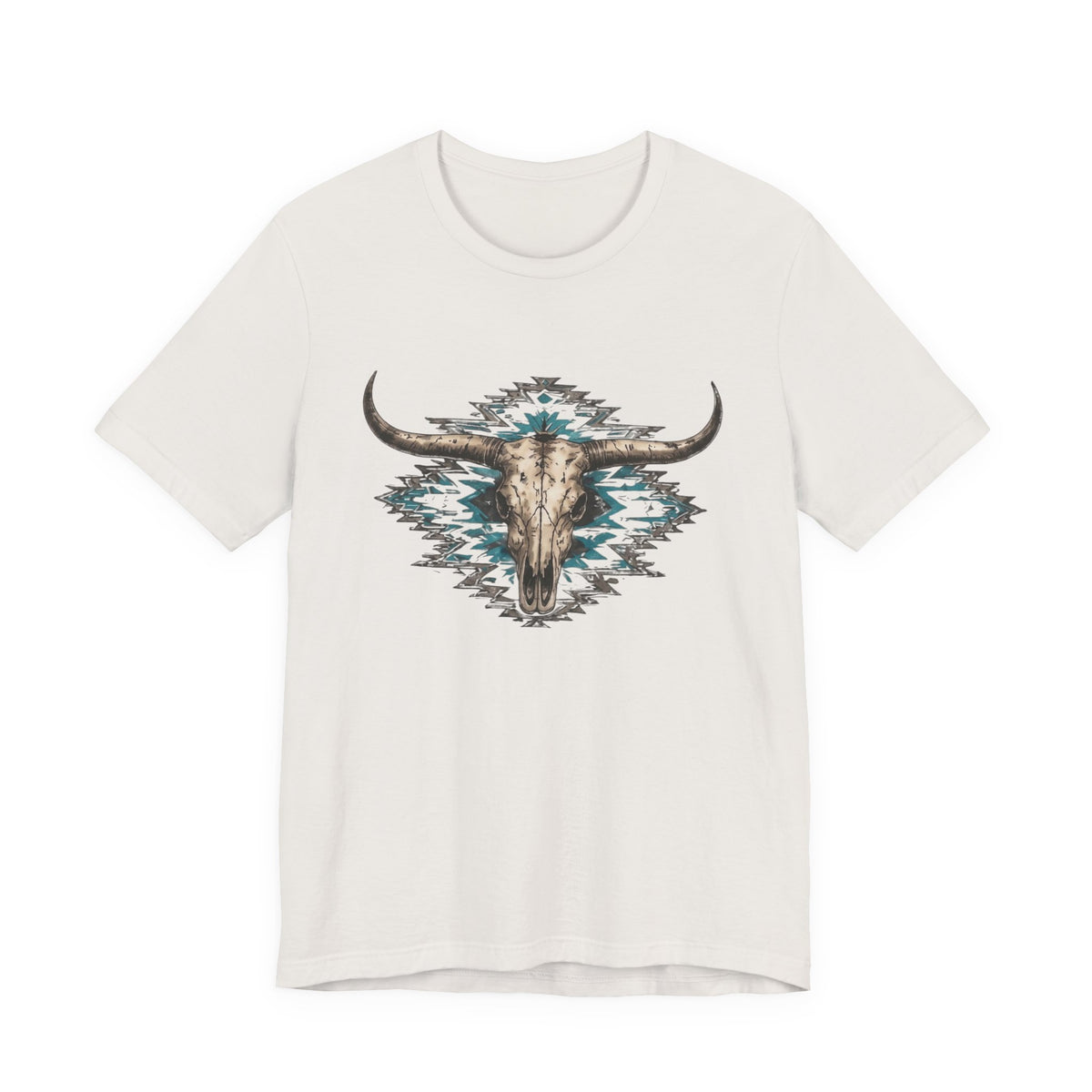 Southwestern Bull Skull Tee — Aztec Pattern Western T-Shirt