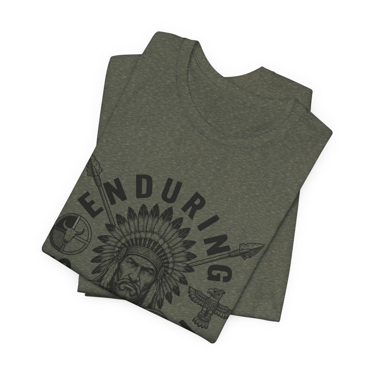 Enduring Strength Graphic Tee — Native American Chief Western Heritage T-Shirt