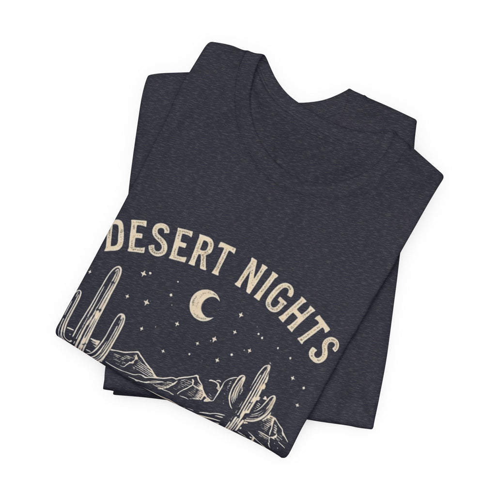 Desert Nights & Town Lights T-Shirt — Cactus Graphic Tee, Western Night Sky Apparel, Boho Desert Shirt, Country Music Top