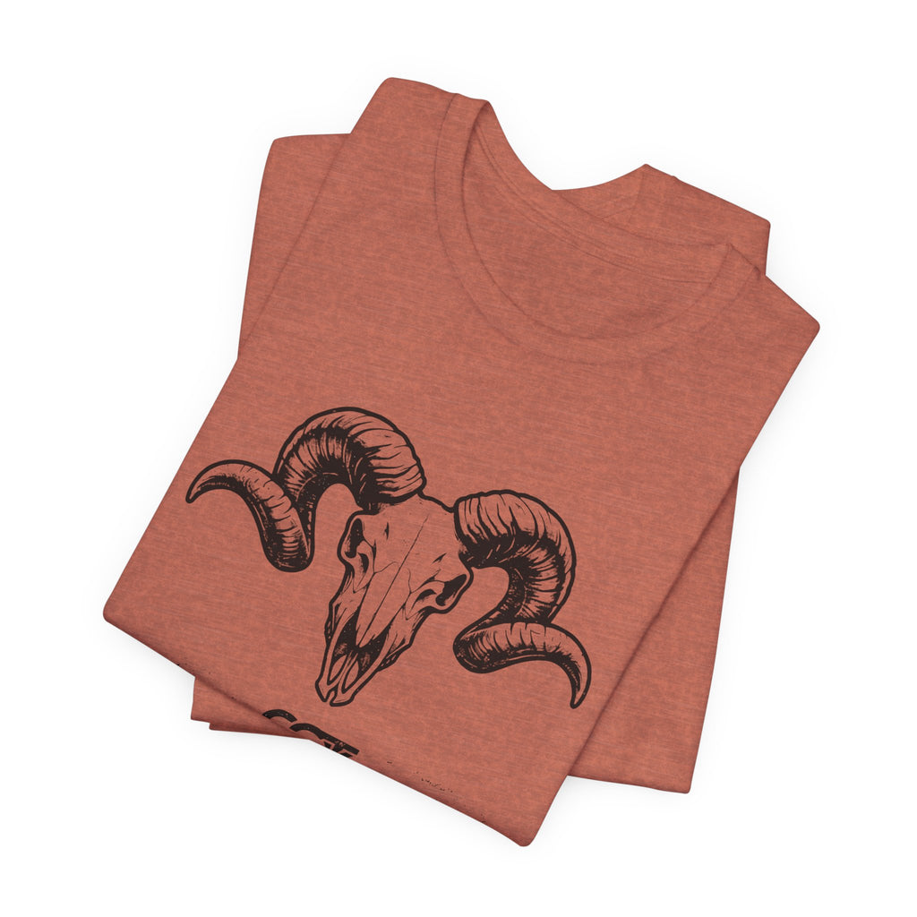 Ram Skull Graphic Tee — "Through Pain Comes Strength" Motivational T-Shirt