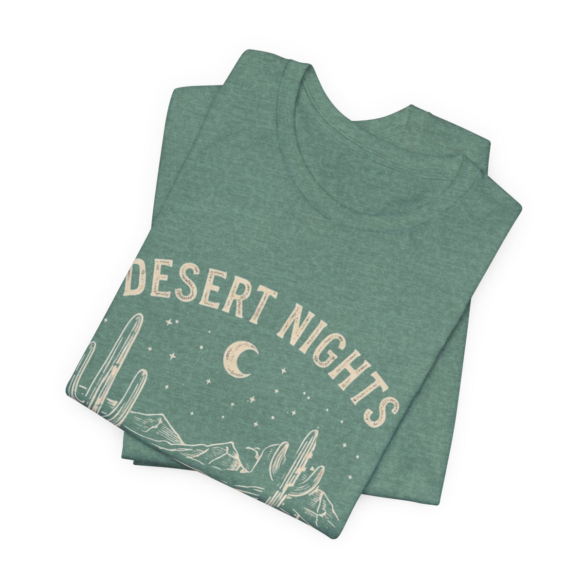 Desert Nights & Town Lights T-Shirt — Cactus Graphic Tee, Western Night Sky Apparel, Boho Desert Shirt, Country Music Top