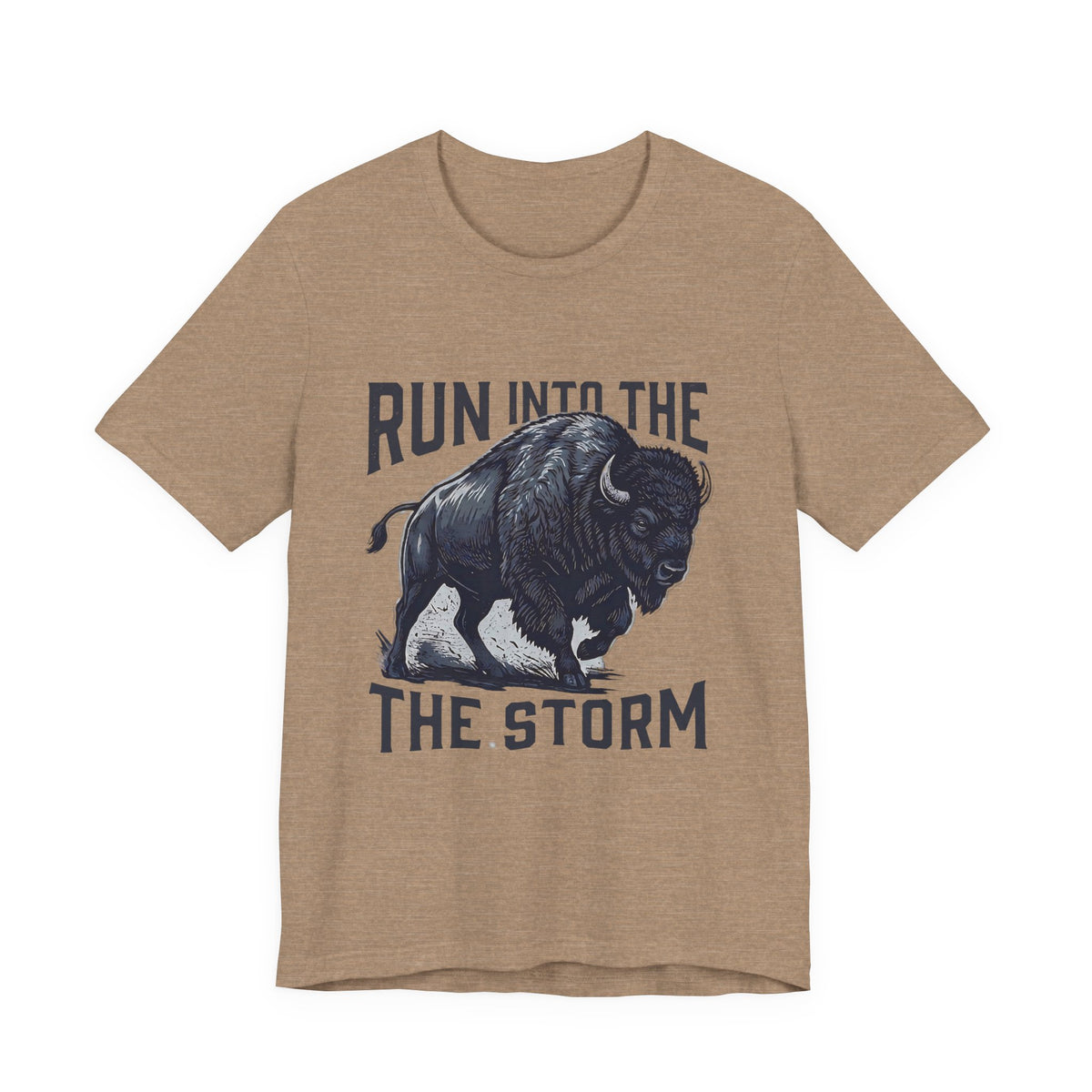 Run Into The Storm Buffalo Tee — Motivational Graphic T‑Shirt