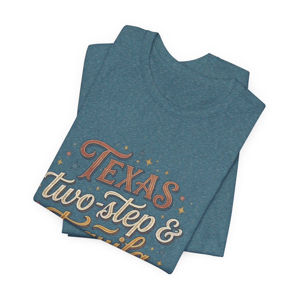 Texas Two Step & Tequila T-Shirt — Retro Country Music Tee, Western Dance Graphic Top, Boho Cowgirl Apparel, Honky Tonk Shirt