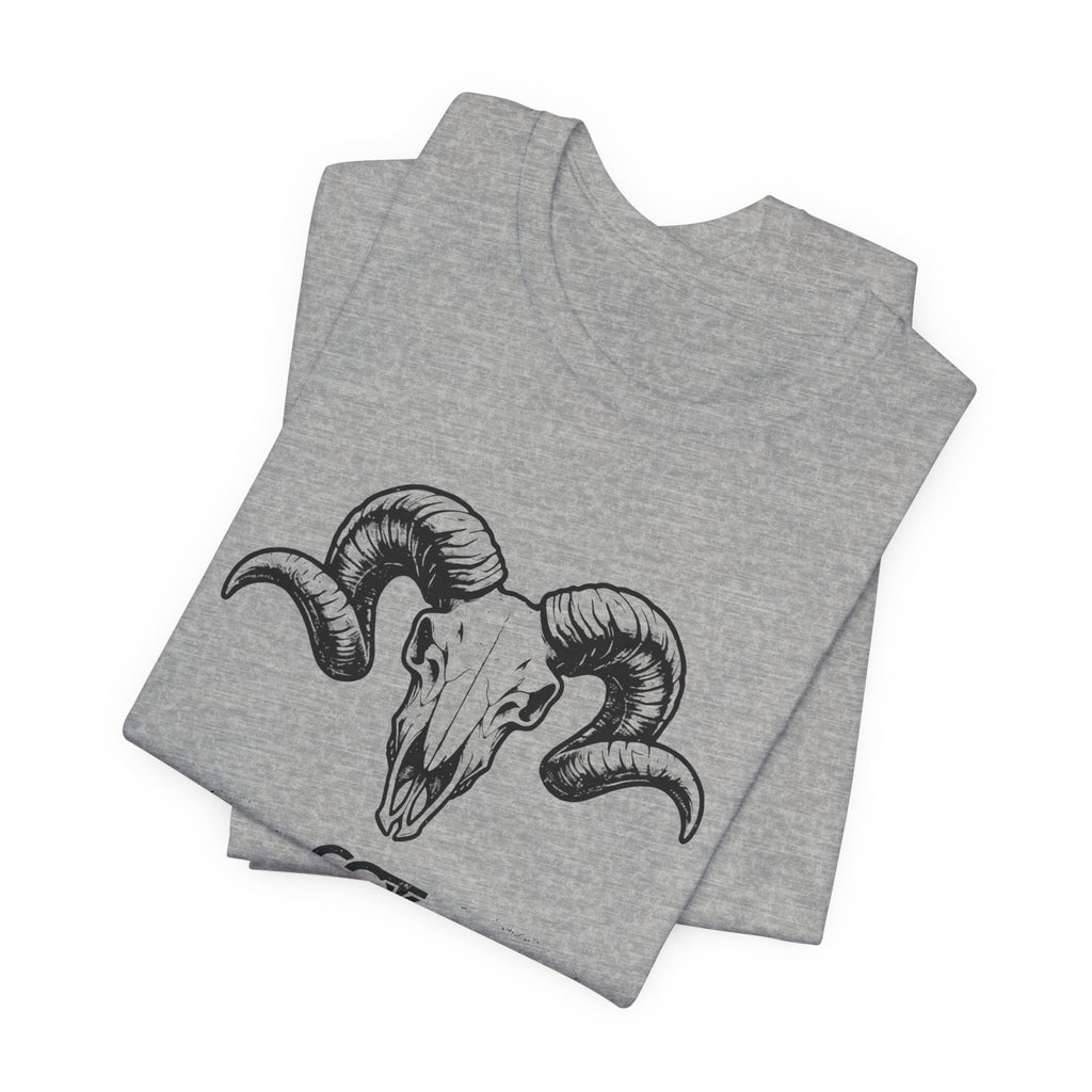Ram Skull Graphic Tee — "Through Pain Comes Strength" Motivational T-Shirt