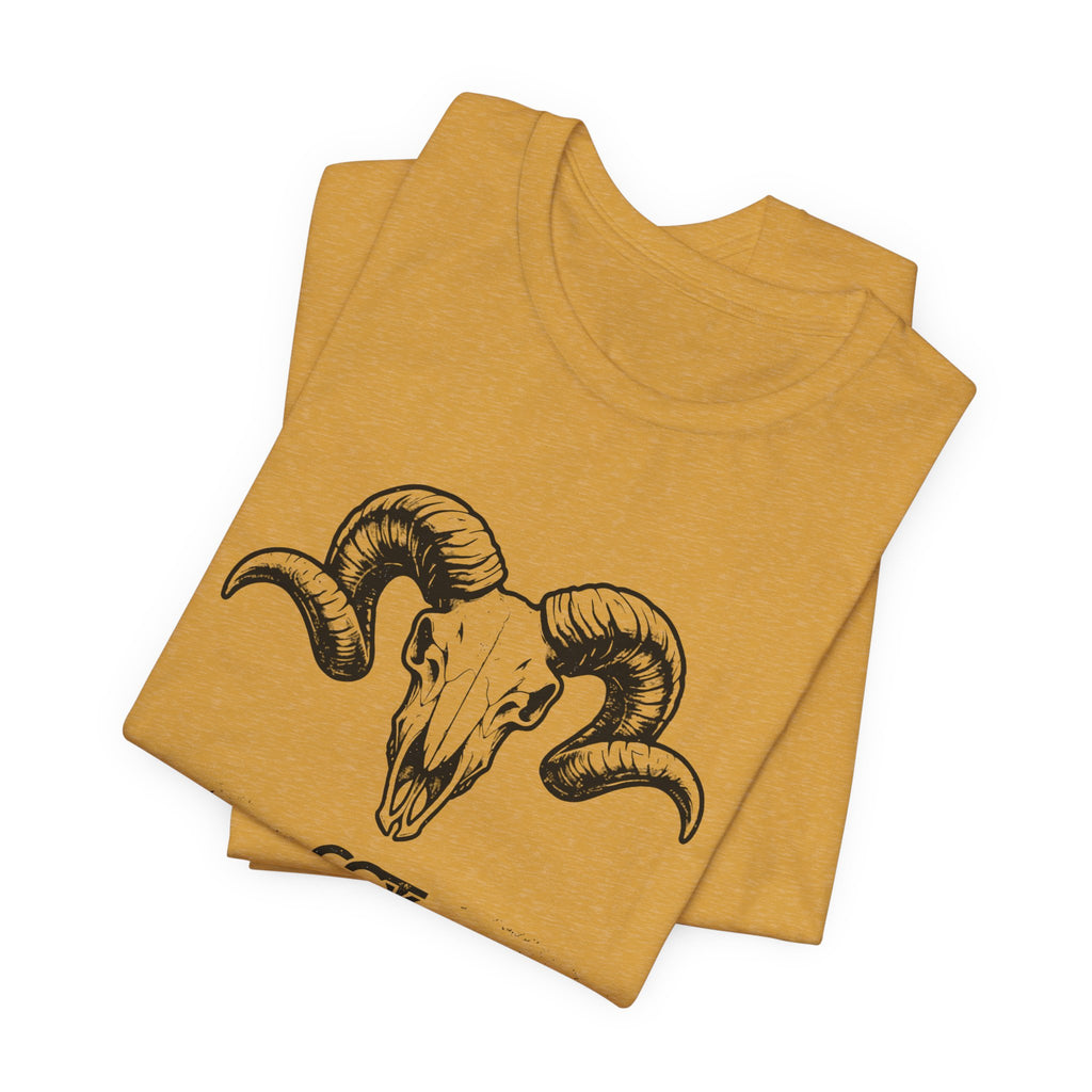 Ram Skull Graphic Tee — "Through Pain Comes Strength" Motivational T-Shirt