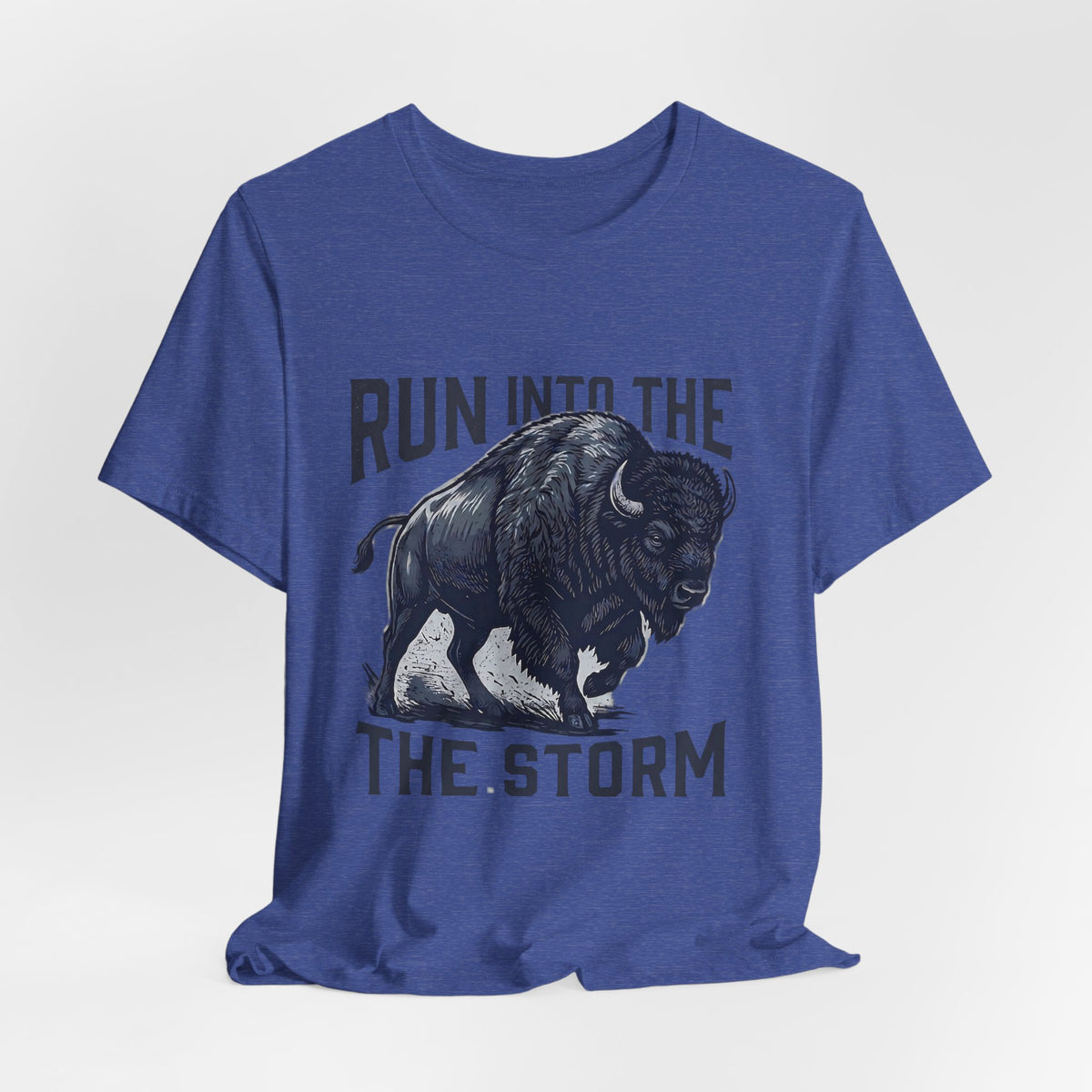 Run Into The Storm Buffalo Tee — Motivational Graphic T‑Shirt