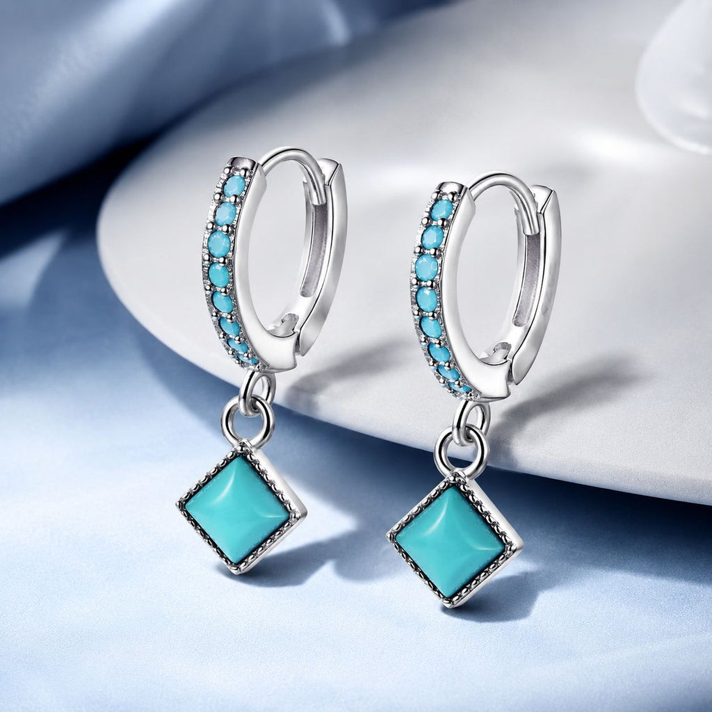 S925 Sterling Silver Turquoise Drop Earrings for Women