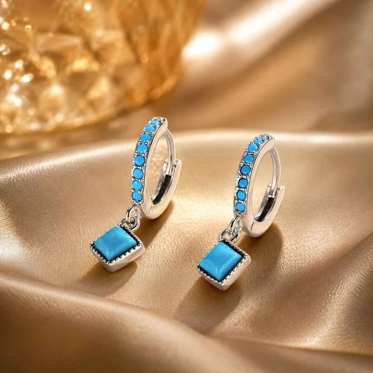 S925 Sterling Silver Turquoise Drop Earrings for Women