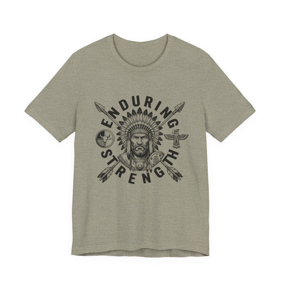 Enduring Strength Graphic Tee — Native American Chief Western Heritage T-Shirt