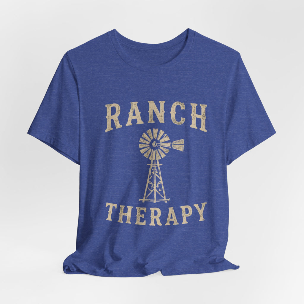 Ranch Therapy T-Shirt — Vintage Windmill Graphic Tee, Farm Life Apparel, Country Western Shirt, Rustic Women's Top, Rural Lifestyle