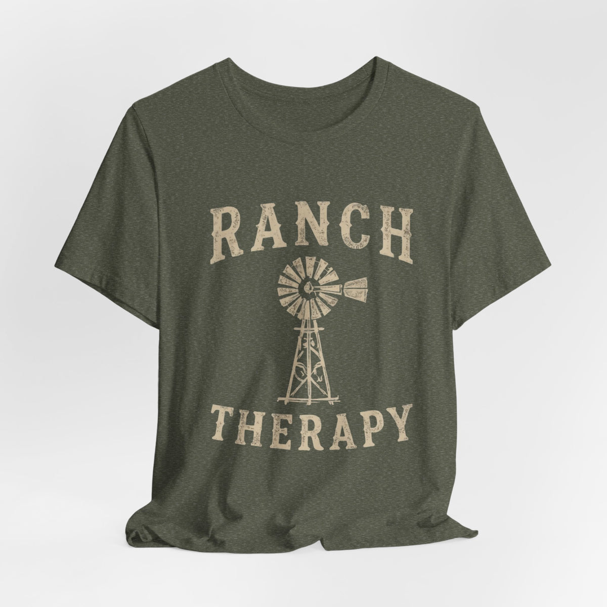 Ranch Therapy T-Shirt — Vintage Windmill Graphic Tee, Farm Life Apparel, Country Western Shirt, Rustic Women's Top, Rural Lifestyle