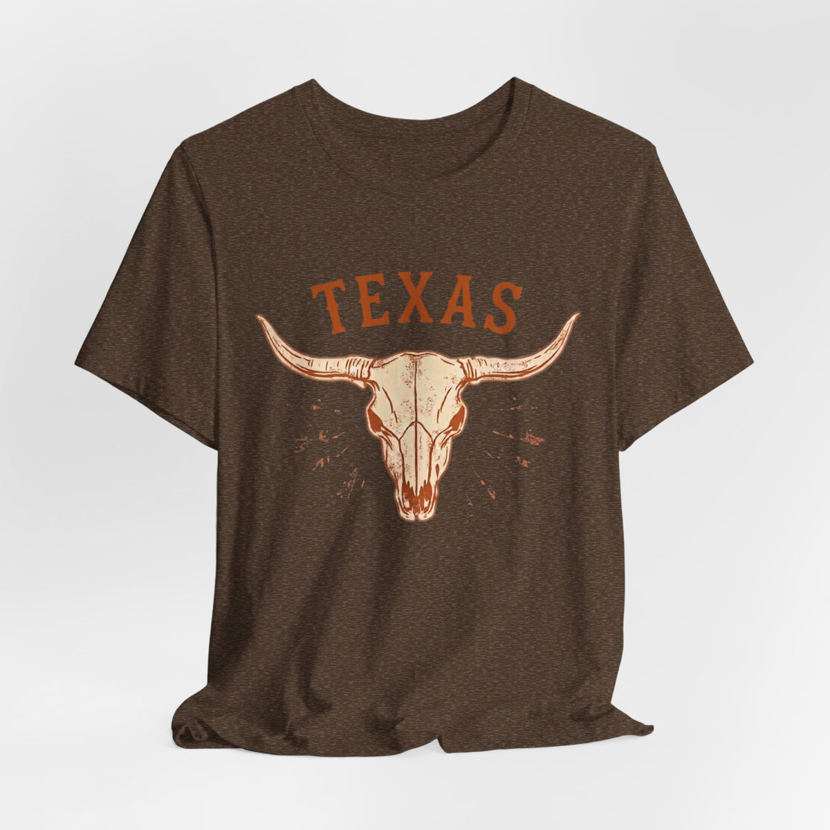 Texas Longhorn Skull T-Shirt — Minimalist Western Graphic Tee, Boho Cowgirl Apparel, Rustic Desert Shirt, Lone Star State Pride Top