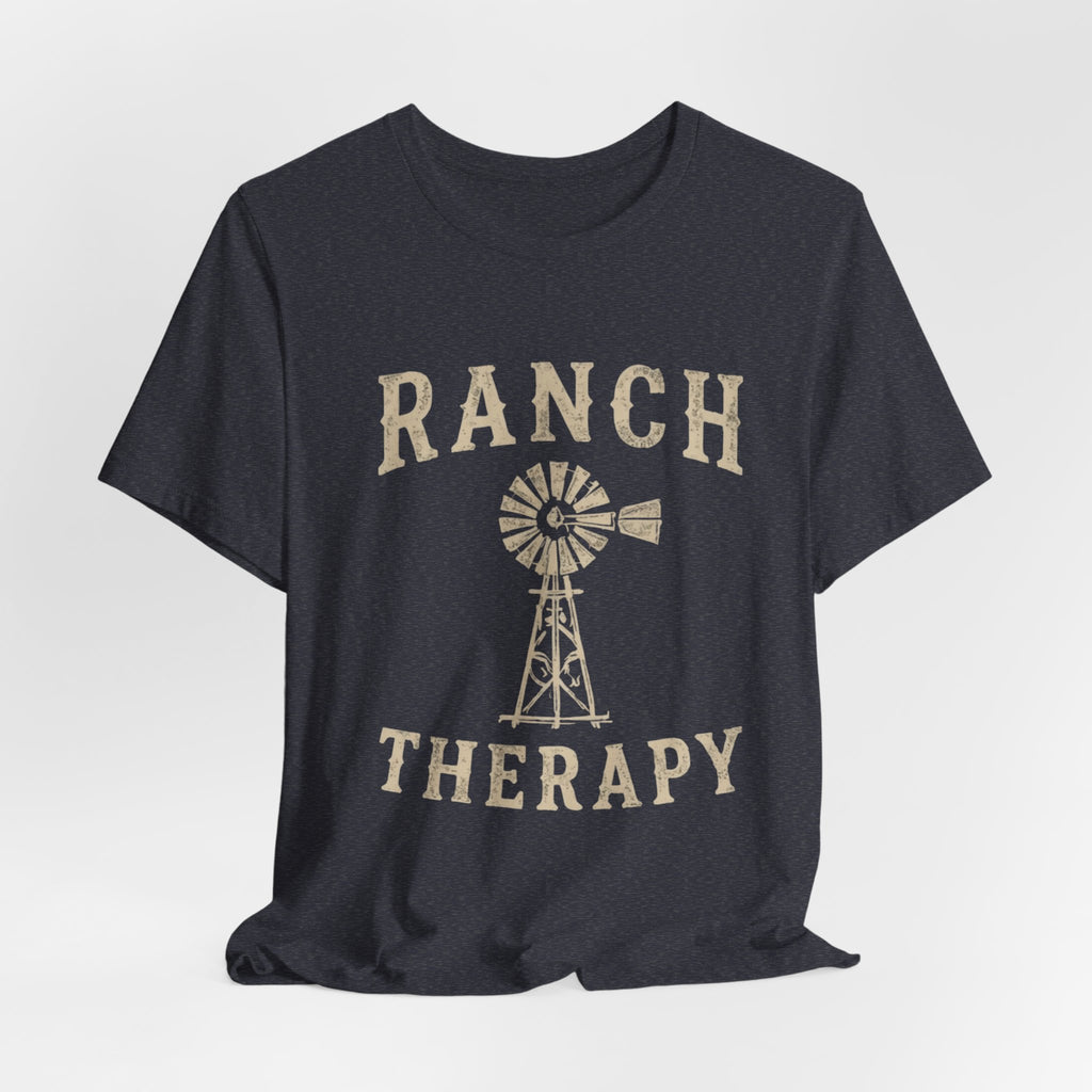 Ranch Therapy T-Shirt — Vintage Windmill Graphic Tee, Farm Life Apparel, Country Western Shirt, Rustic Women's Top, Rural Lifestyle