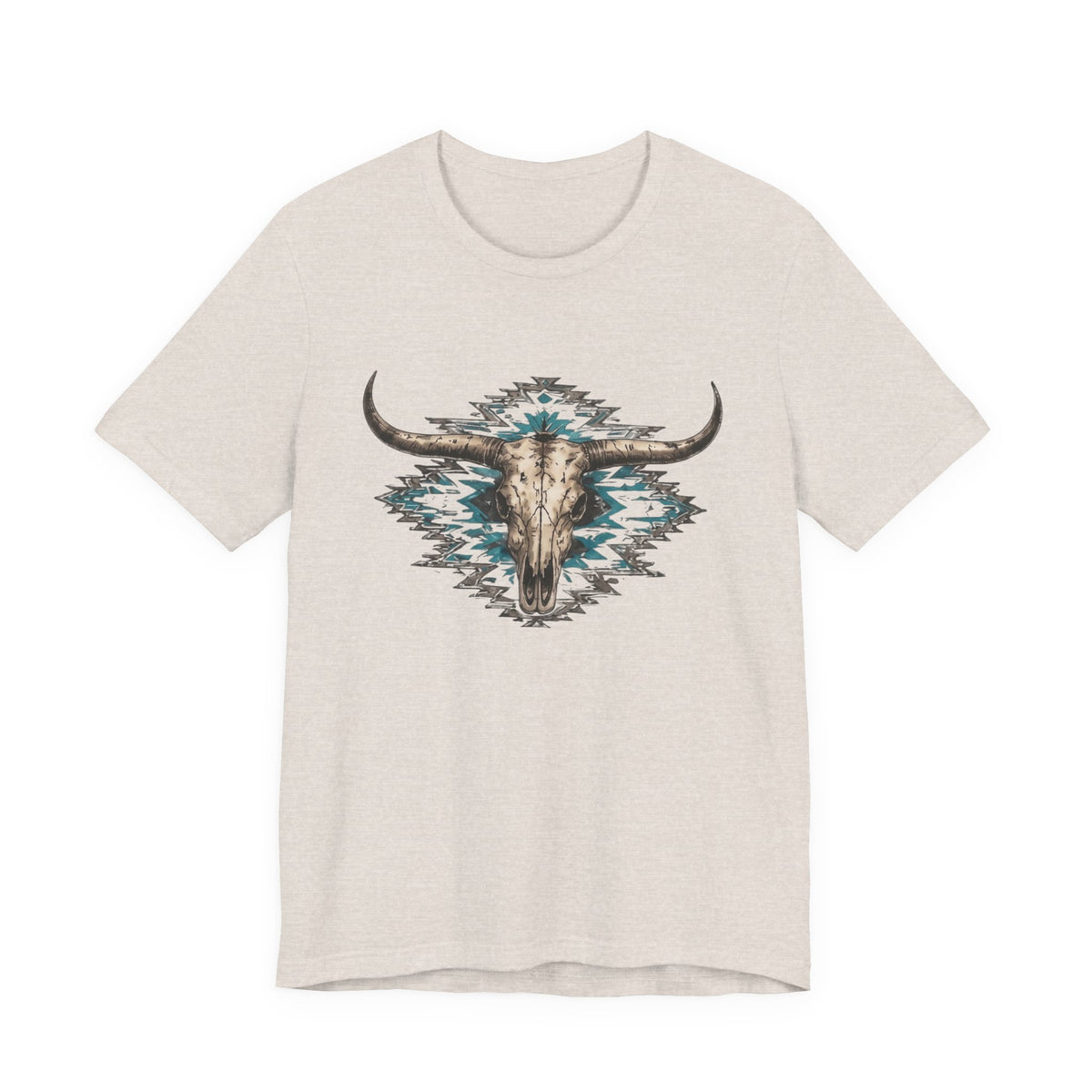 Southwestern Bull Skull Tee — Aztec Pattern Western T-Shirt