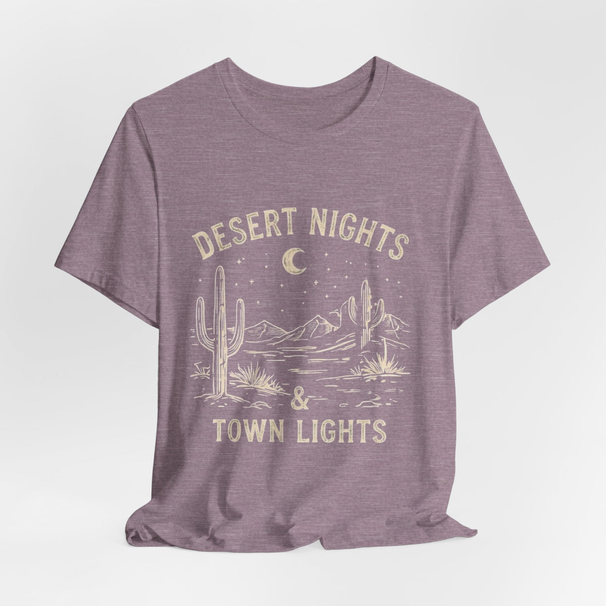 Desert Nights & Town Lights T-Shirt — Cactus Graphic Tee, Western Night Sky Apparel, Boho Desert Shirt, Country Music Top