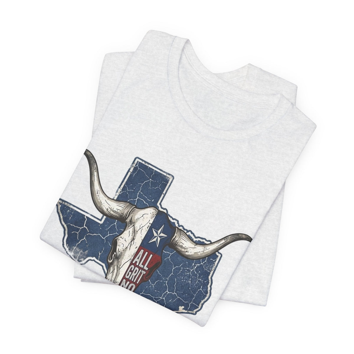 "All Grit No Quit" Texas Longhorn Skull Vintage Flag Tee