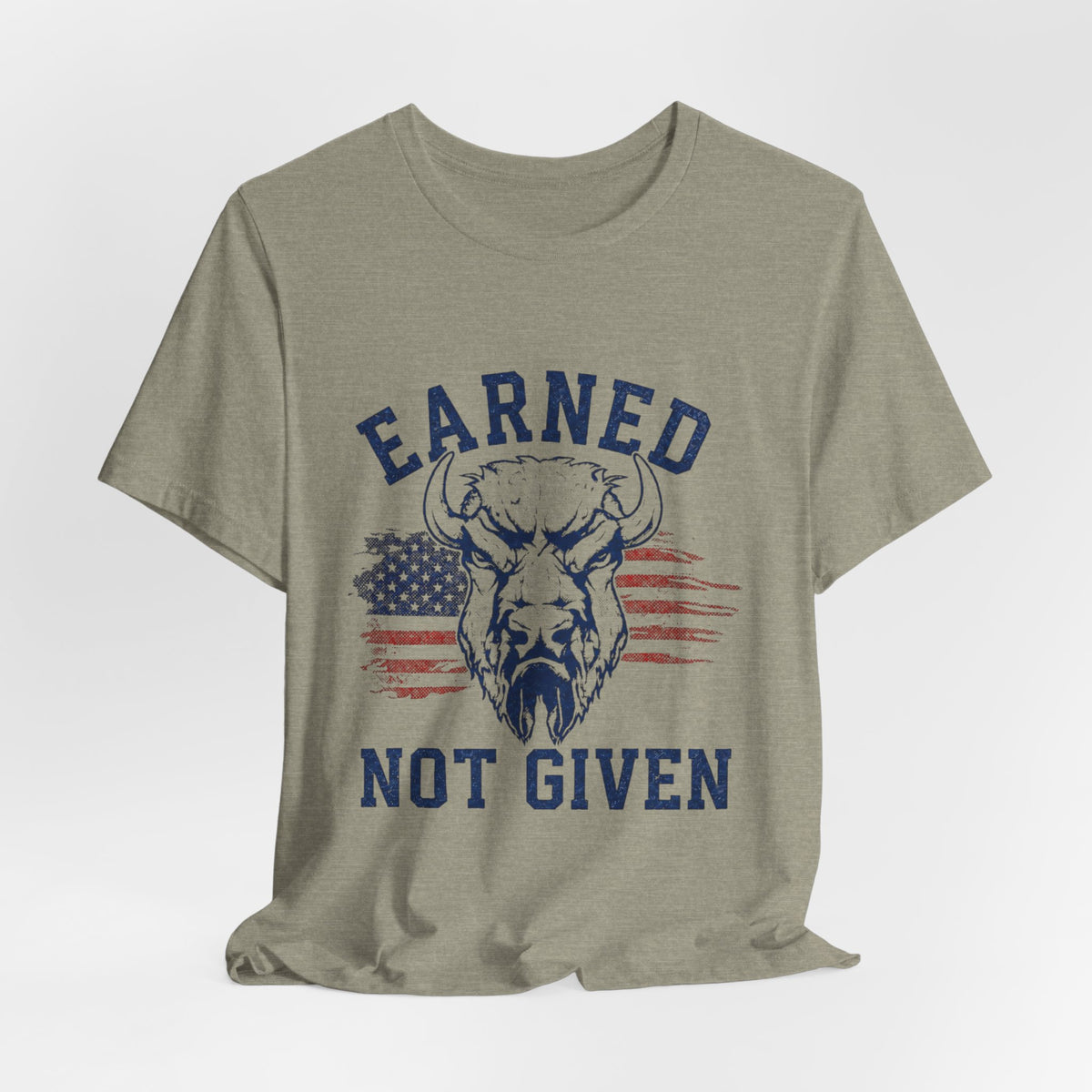 "Earned Not Given" Bull Graphic Patriotic Motivational Tee