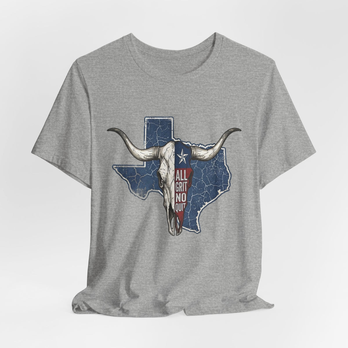 "All Grit No Quit" Texas Longhorn Skull Vintage Flag Tee