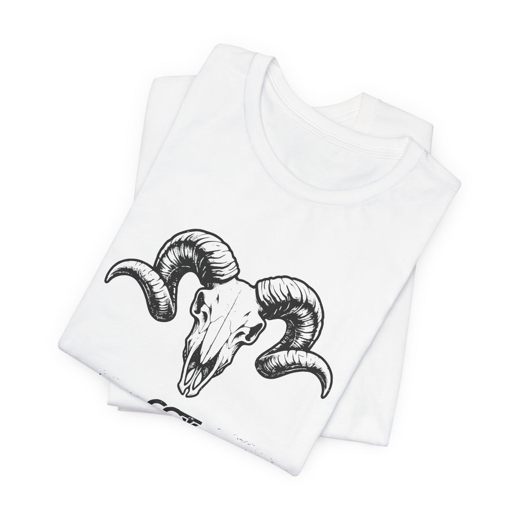 Ram Skull Graphic Tee — "Through Pain Comes Strength" Motivational T-Shirt