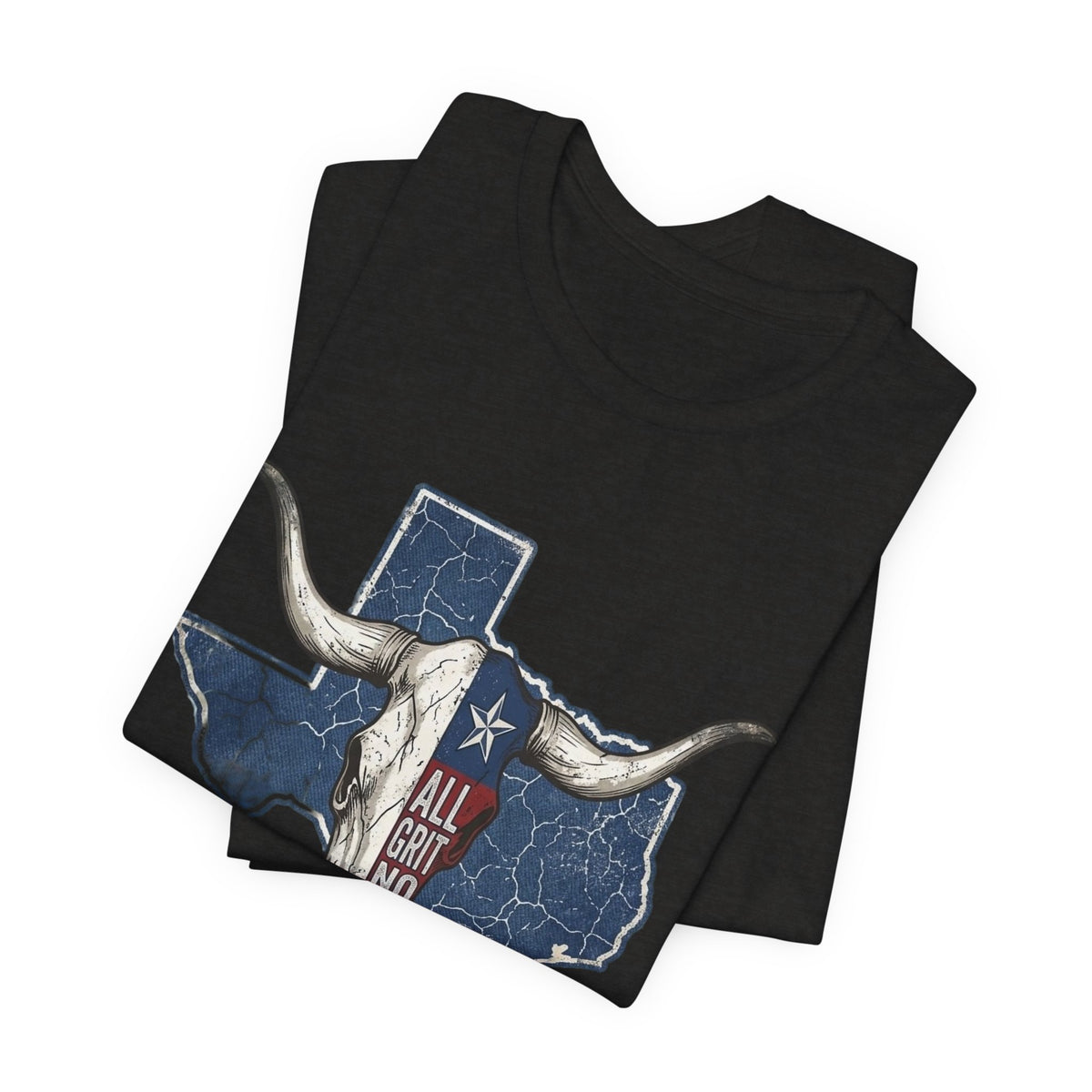 "All Grit No Quit" Texas Longhorn Skull Vintage Flag Tee