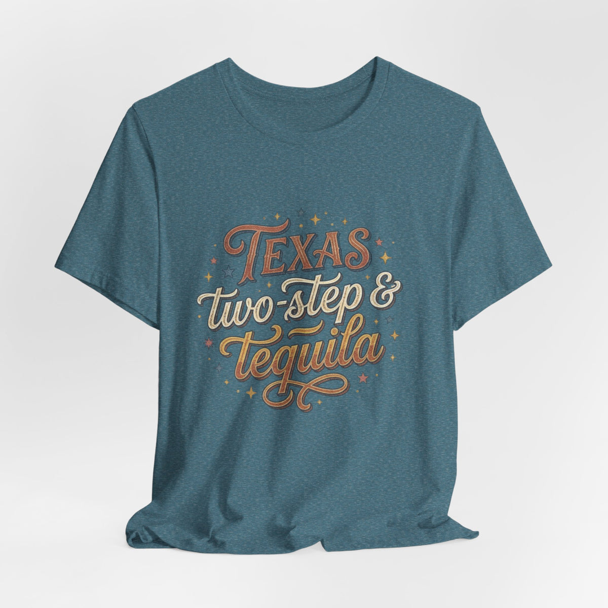 Texas Two Step & Tequila T-Shirt — Retro Country Music Tee, Western Dance Graphic Top, Boho Cowgirl Apparel, Honky Tonk Shirt