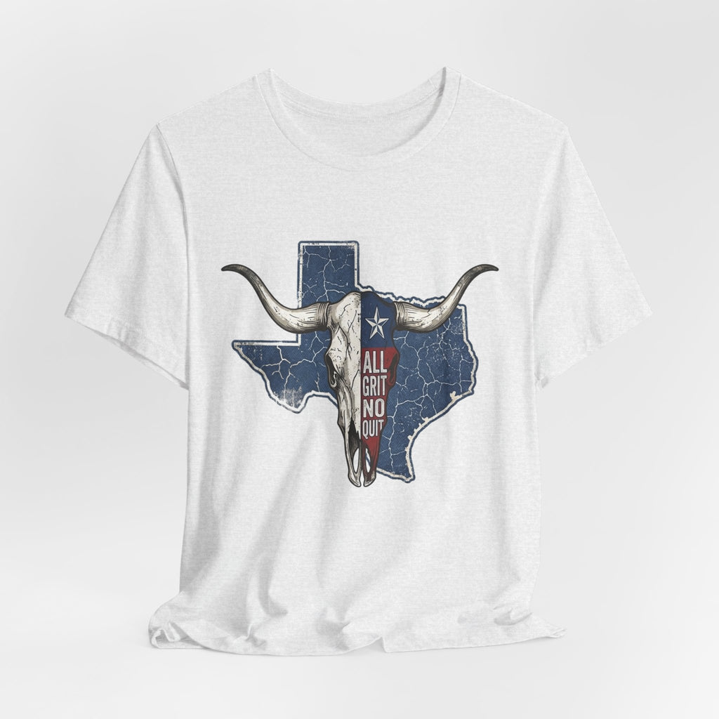 "All Grit No Quit" Texas Longhorn Skull Vintage Flag Tee