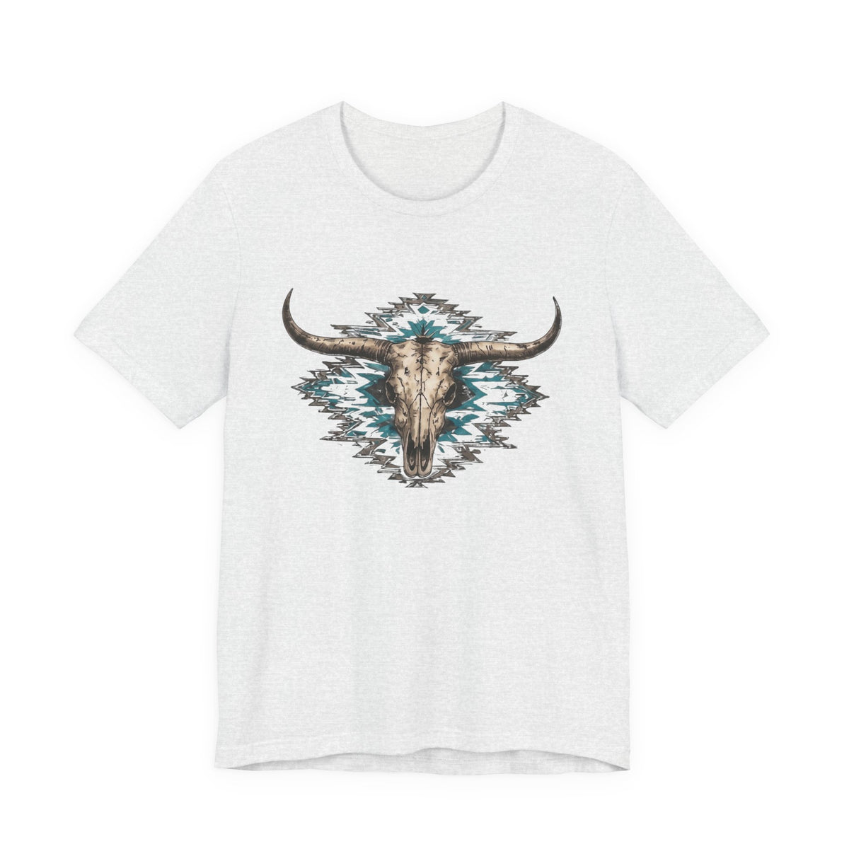 Southwestern Bull Skull Tee — Aztec Pattern Western T-Shirt