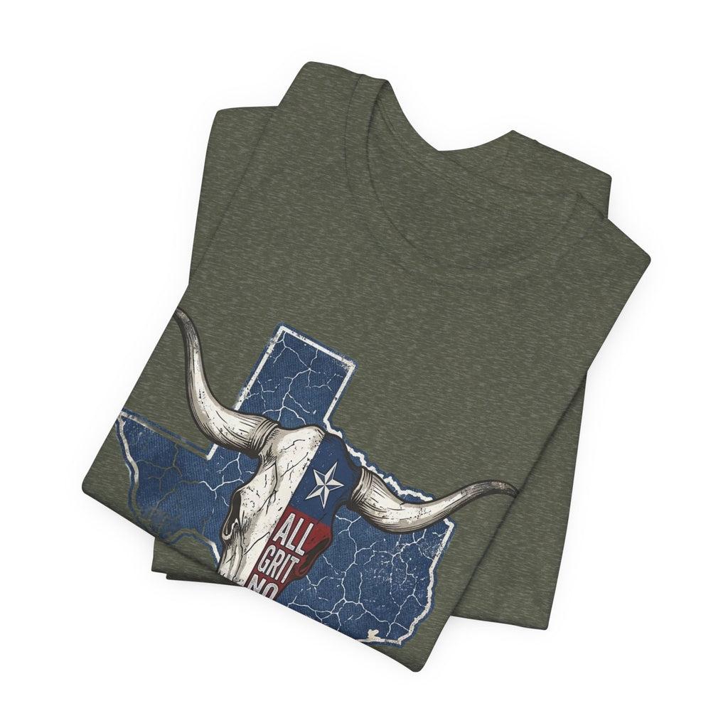 "All Grit No Quit" Texas Longhorn Skull Vintage Flag Tee