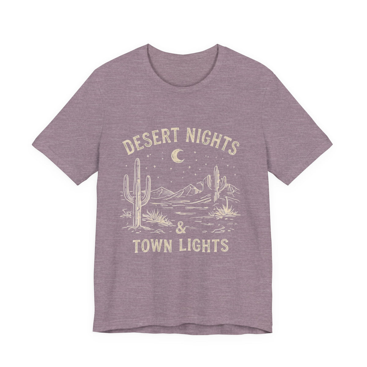 Desert Nights & Town Lights T-Shirt — Cactus Graphic Tee, Western Night Sky Apparel, Boho Desert Shirt, Country Music Top