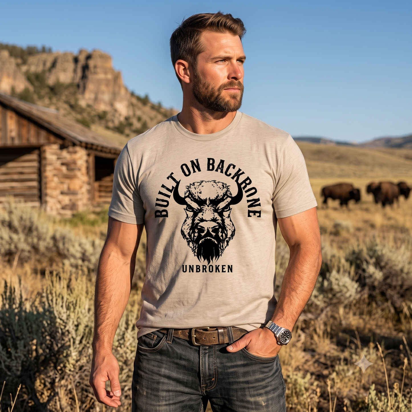 Built On Backbone Unbroken Buffalo T-Shirt | Rugged Graphic Tee