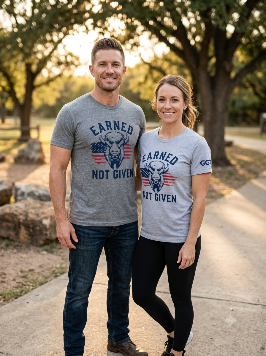 "Earned Not Given" Bull Graphic Patriotic Motivational Tee