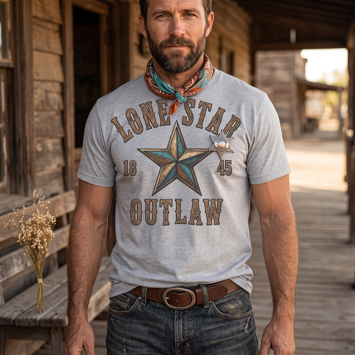 Lone Star Outlaw Tee — Vintage Western Star Graphic T‑Shirt