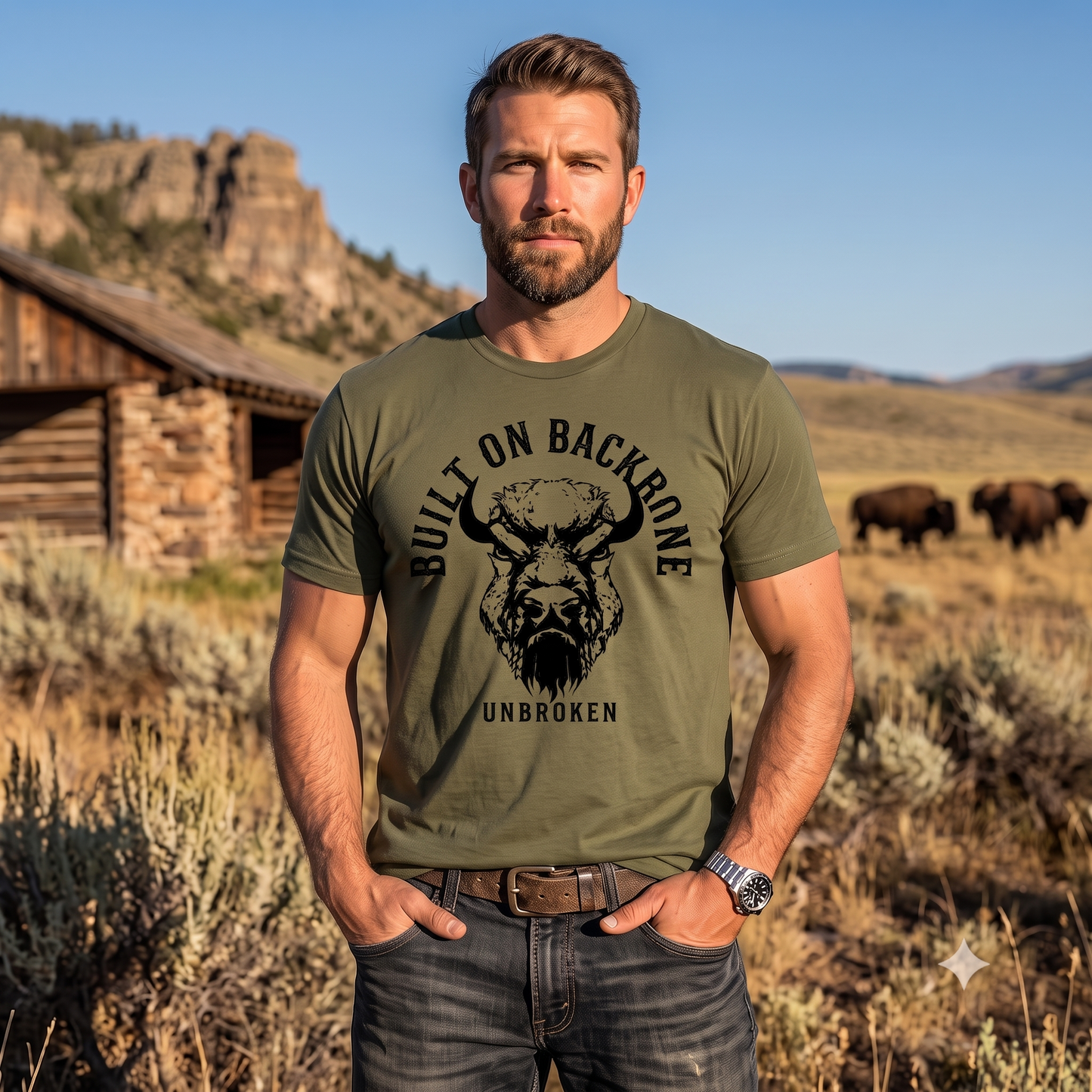 Built On Backbone Unbroken Buffalo T-Shirt | Rugged Graphic Tee