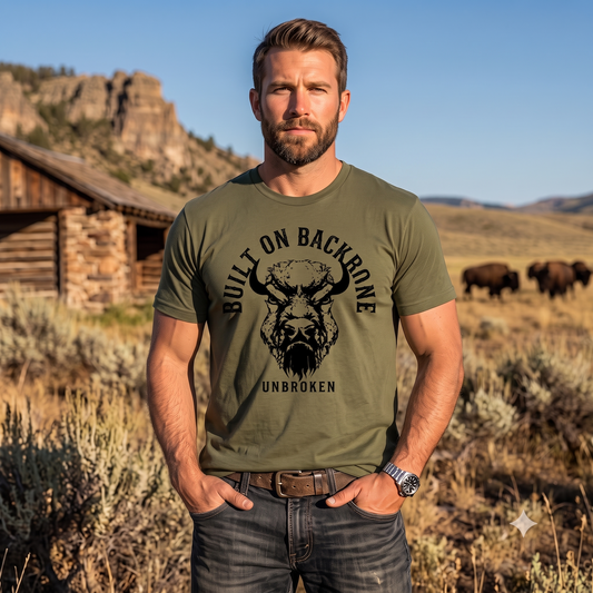 Built On Backbone Unbroken Buffalo T-Shirt | Rugged Graphic Tee