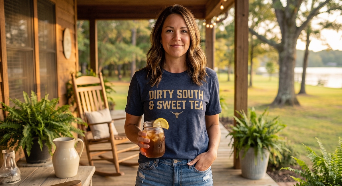 Dirty South & Sweet Tea Tee — Southern Longhorn Graphic T-Shirt