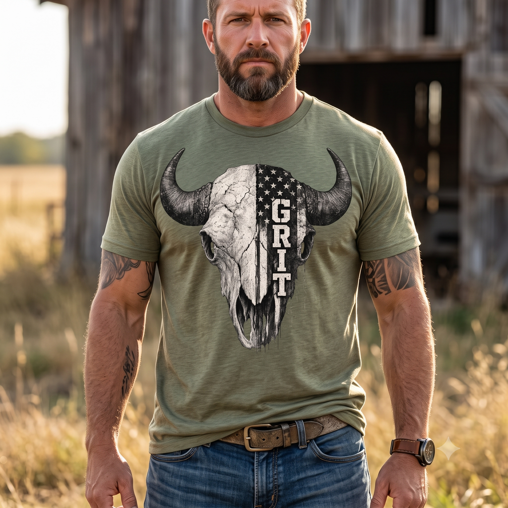 Grit Bison Skull Graphic Tee