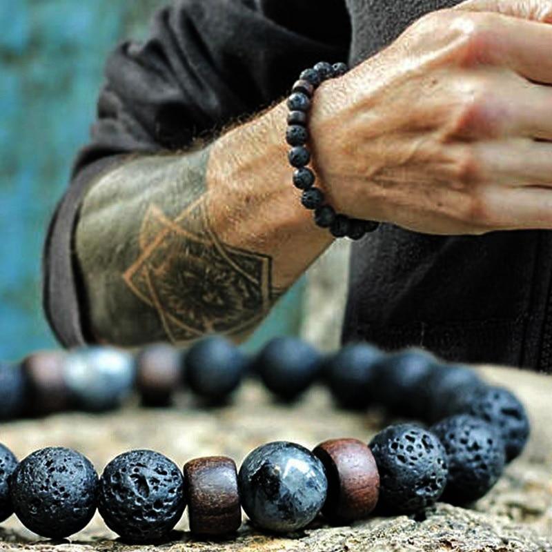 Lava Stone & Moonstone Men's Bracelet — Chakra Diffuser