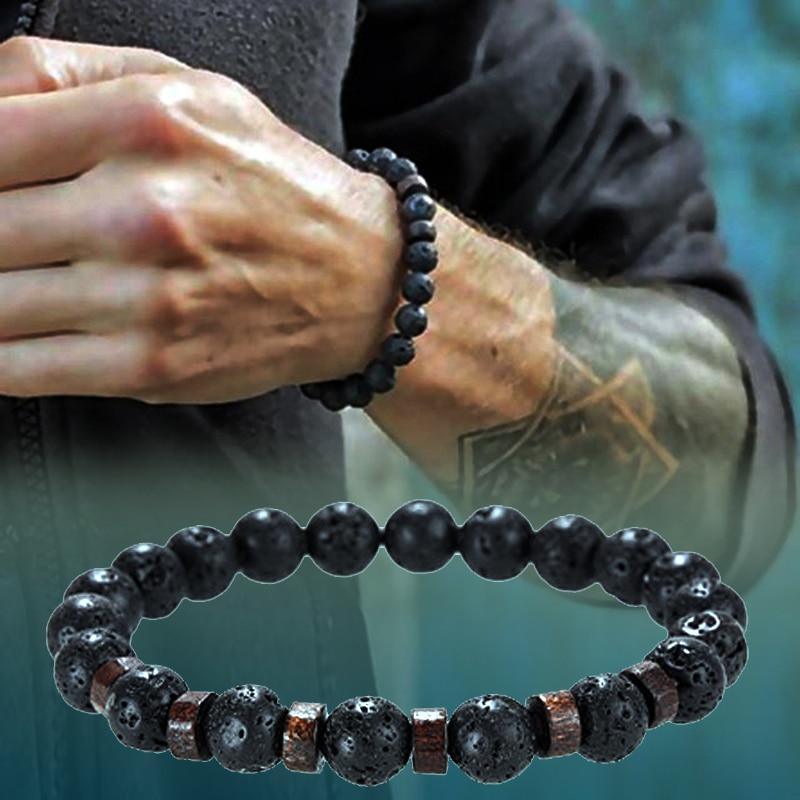 Lava Stone & Moonstone Men's Bracelet — Chakra Diffuser