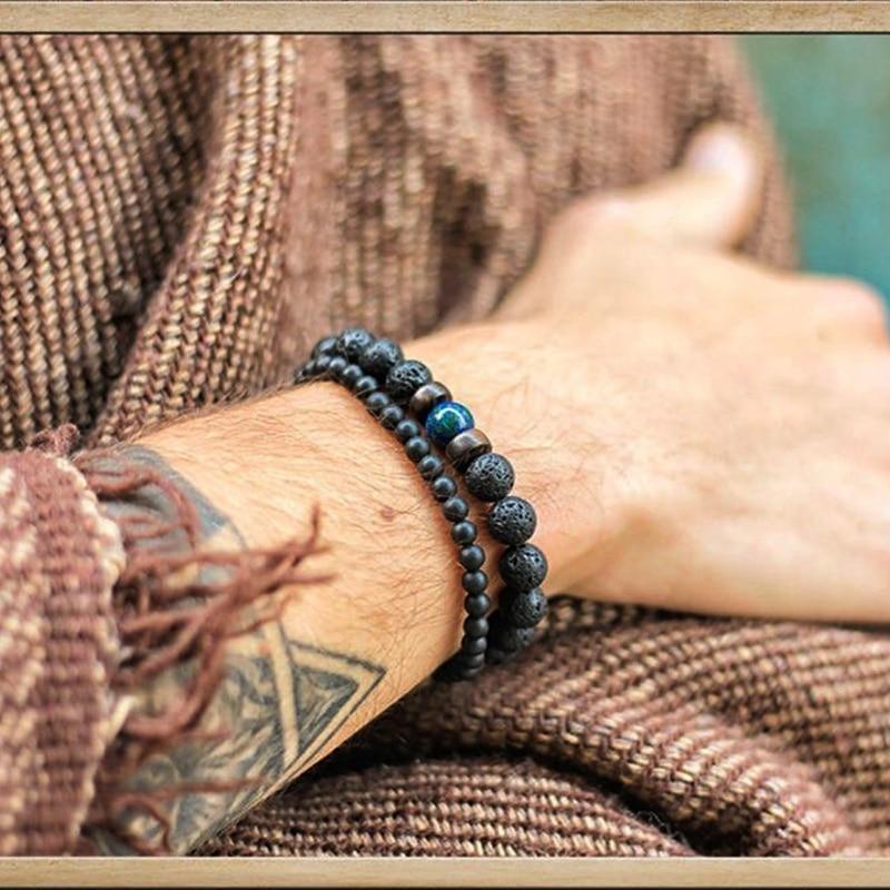 Lava Stone & Moonstone Men's Bracelet — Chakra Diffuser