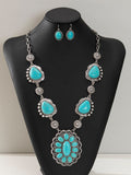Western Style Turquoise Ring Set — Retro Antique Silver