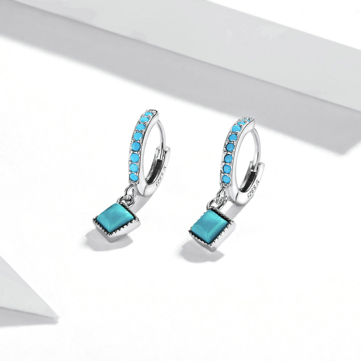 S925 Sterling Silver Turquoise Drop Earrings for Women