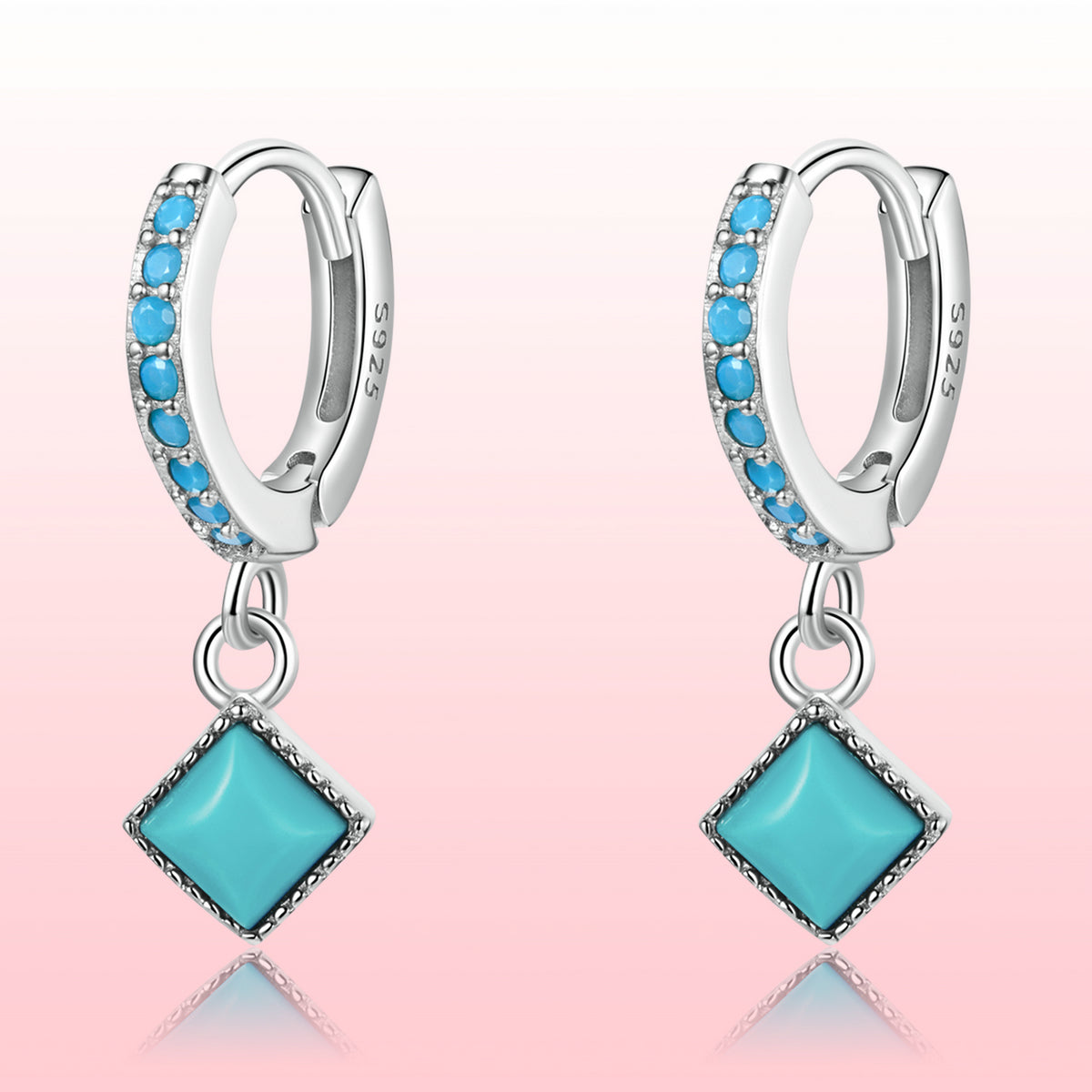 S925 Sterling Silver Turquoise Drop Earrings for Women